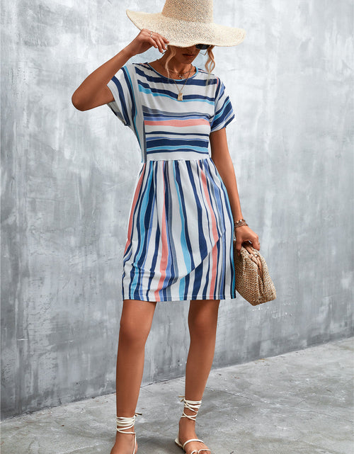 Load image into Gallery viewer, Striped Round Neck Dress
