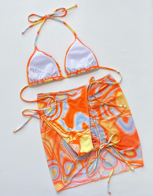 Load image into Gallery viewer, Multicolored Drawstring Ruched Three-Piece Swim Set
