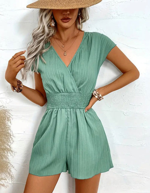 Load image into Gallery viewer, Tied Surplice Short Sleeve Romper
