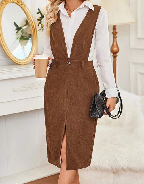 Load image into Gallery viewer, Front Slit Overall Dress with Pockets
