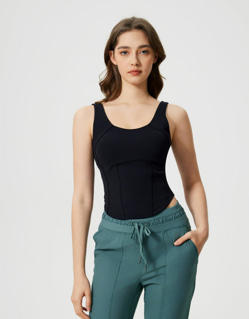 Load image into Gallery viewer, Millennia Round Neck Wide Strap Active Tank with Detachable Chest Pads
