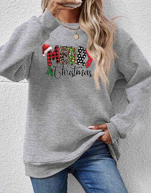 Load image into Gallery viewer, MERRY CHRISTMAS Round Neck Dropped Shoulder Sweatshirt
