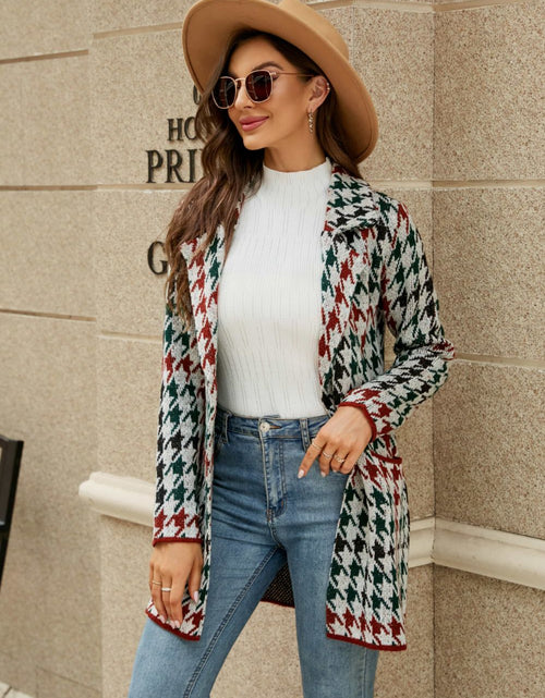 Load image into Gallery viewer, Printed Open Front Lapel Collar Cardigan with Pockets
