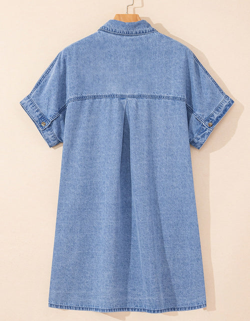 Load image into Gallery viewer, Button Down Short Sleeve Denim Dress
