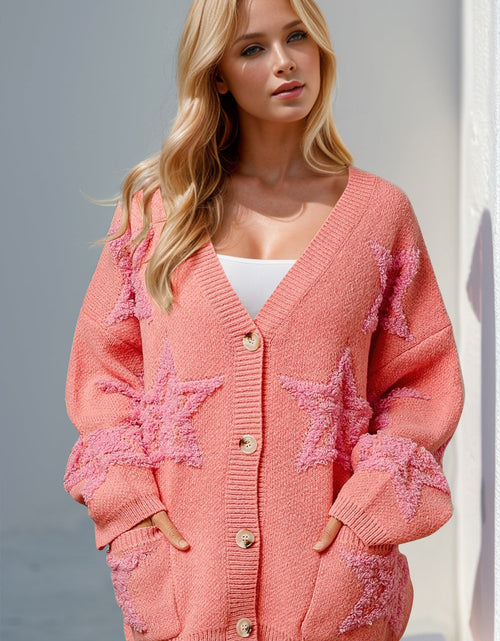 Load image into Gallery viewer, Double Take Full Size Button Up Star Pattern Cardigan
