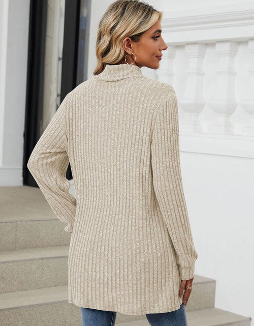 Load image into Gallery viewer, Ribbed Mock Neck Long Sleeve T-Shirt
