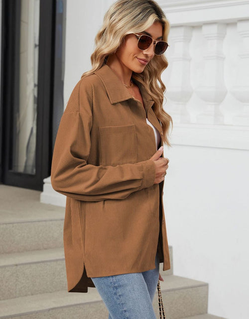 Load image into Gallery viewer, Button Up Dropped Shoulder Long Sleeve Outerwear
