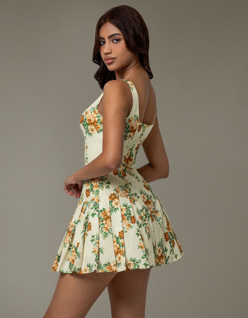Load image into Gallery viewer, Floral Sleeveless Mini Pleated Dress
