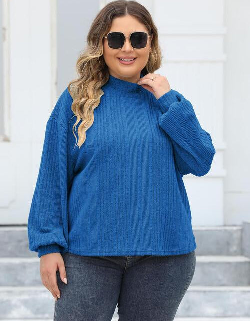 Load image into Gallery viewer, Plus Size Mock Neck Long Sleeve Knit Top

