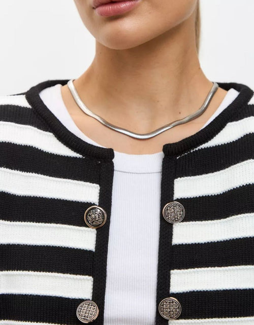 Load image into Gallery viewer, Striped Dropped Shoulder Long Sleeve Cardigan
