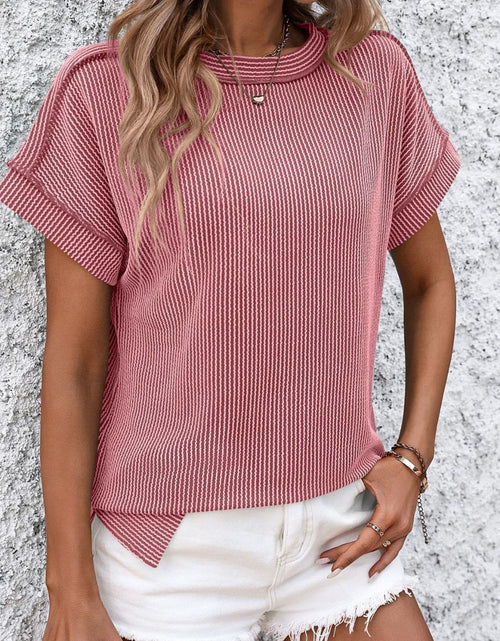 Load image into Gallery viewer, Mandy Striped Round Neck Short Sleeve T-Shirt
