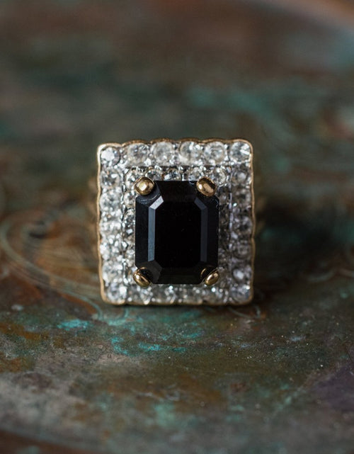 Load image into Gallery viewer, Vintage Austrian Crystal Cocktail Ring 18k Yellow or White Gold Electroplated Women's Birthstne RingMade in USA by PVD Vintage Jewelry

