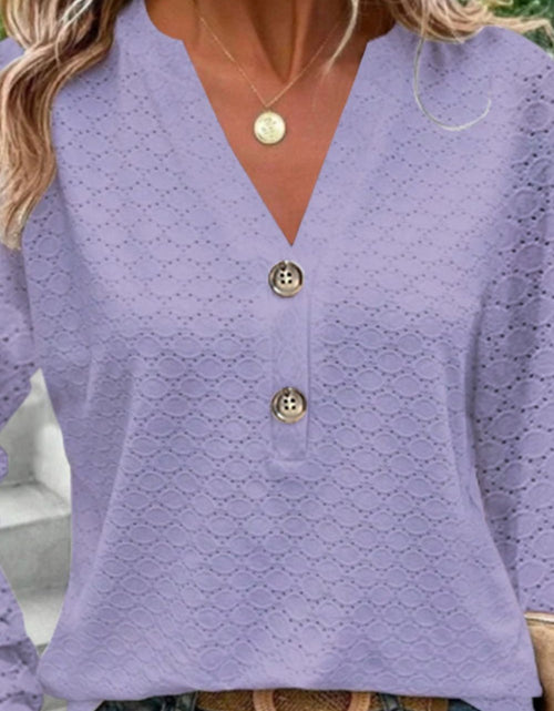 Load image into Gallery viewer, Eyelet Notched Long Sleeve T-Shirt
