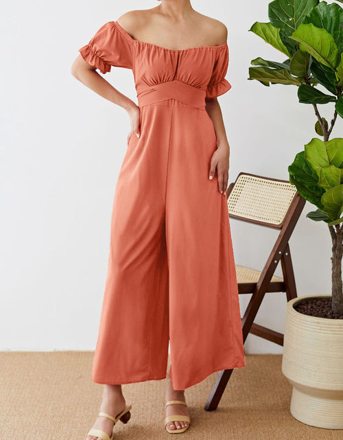 Load image into Gallery viewer, Off-Shoulder Short Sleeve Wide Leg Jumpsuit
