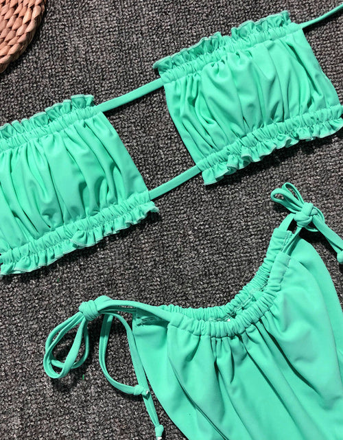 Load image into Gallery viewer, Frill Trim Ruched Bikini Set
