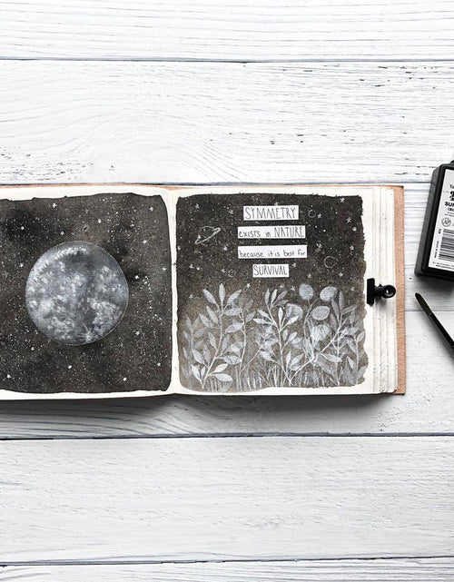 Load image into Gallery viewer, Moon Phases 7x7 Artists Embossed Leather Journal by Soothi
