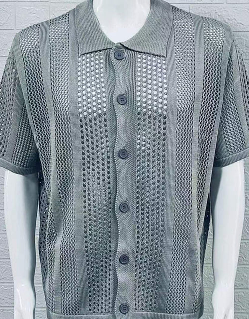 Load image into Gallery viewer, Men's Button Down Collared Neck Hollow Out Shirt
