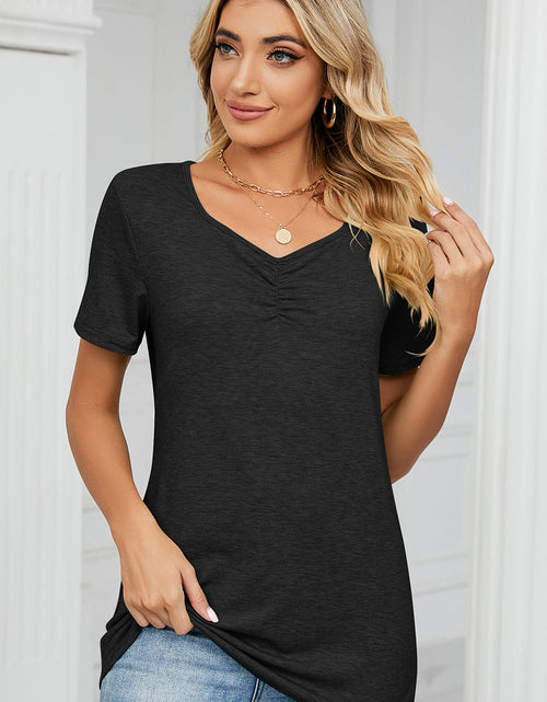 Load image into Gallery viewer, Ruched Heathered Short Sleeve T-Shirt
