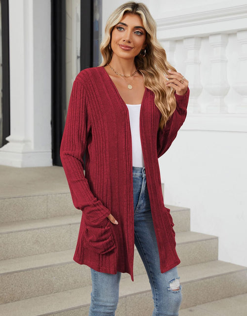 Load image into Gallery viewer, Pocketed Open Front Long Sleeve Cardigan
