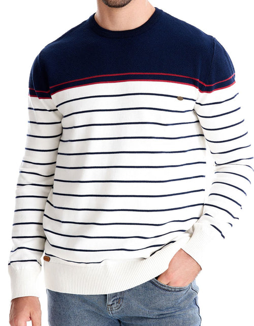 Load image into Gallery viewer, Men's Striped Round Neck Long Sleeve Sweater
