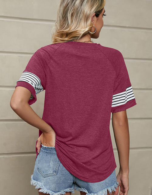 Load image into Gallery viewer, Striped Round Neck Short Sleeve T-Shirt
