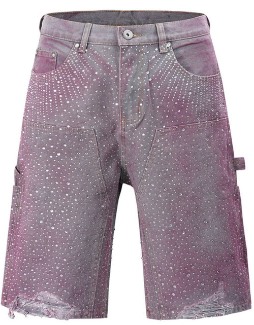Load image into Gallery viewer, Men's Rhinestone Shorts with Pockets
