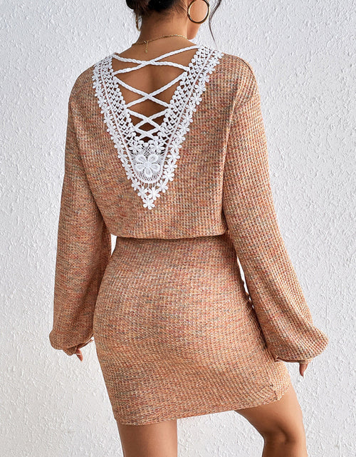 Load image into Gallery viewer, Honey Lace Detail V-Neck Mini Dress

