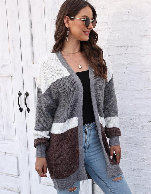 Load image into Gallery viewer, Color Block Open Front Cardigan
