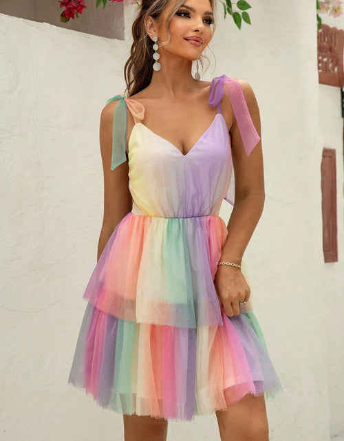 Load image into Gallery viewer, Gradient Tie-Shoulder Layered Dress
