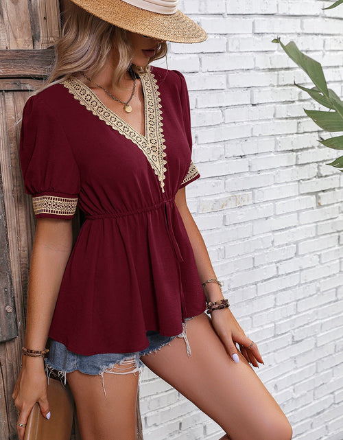 Load image into Gallery viewer, Ivy Lane Contrast V-Neck Babydoll Top
