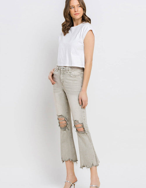 Load image into Gallery viewer, Lovervet Distressed Raw Hem Cropped Flare Jeans
