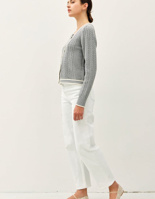 Load image into Gallery viewer, Be Cool Cable Knit Long Sleeve Contrast Edge Cardigan
