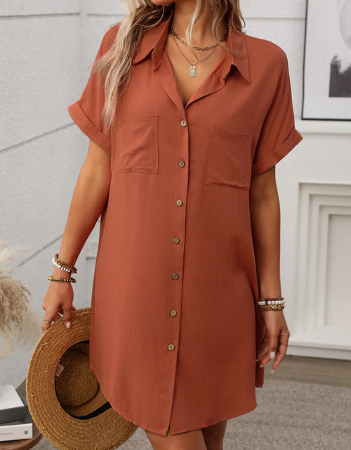 Load image into Gallery viewer, Button Down Short Sleeve Mini Dress
