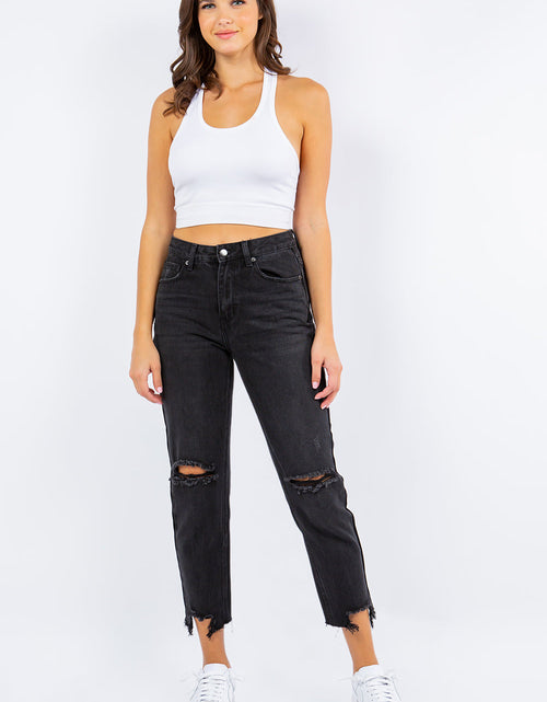 Load image into Gallery viewer, American Bazi High Waist Distressed Cropped Straight Jeans
