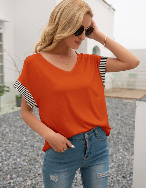 Load image into Gallery viewer, Ivy Lane Striped V-Neck Short Sleeve T-Shirt
