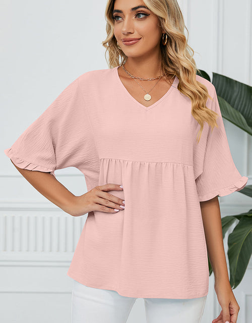 Load image into Gallery viewer, Peplum V-Neck Half Sleeve T-Shirt
