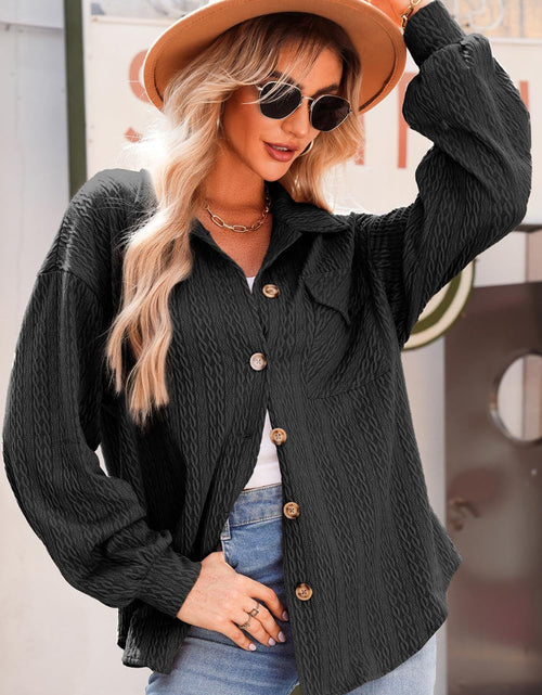 Load image into Gallery viewer, Textured Button Up Long Sleeve Shacket
