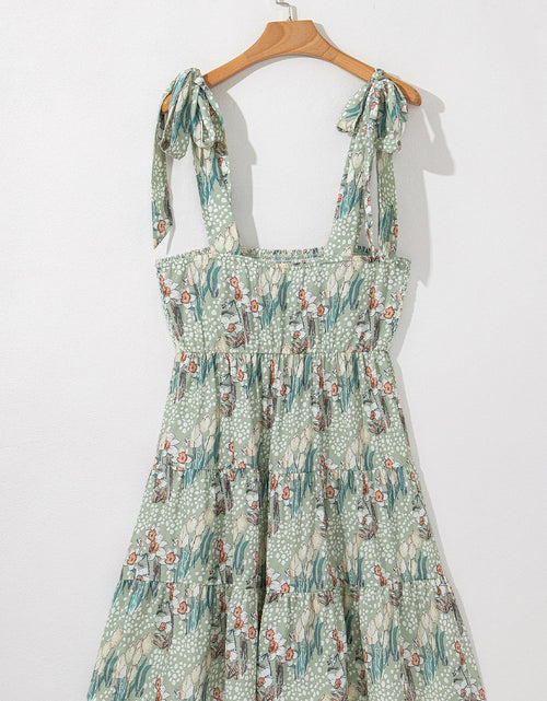 Load image into Gallery viewer, Smocked Printed Tie Shoulder Mini Cami Dress
