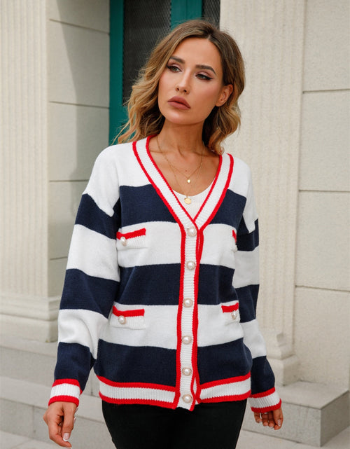 Load image into Gallery viewer, Angel Wings Striped Button Down Cardigan
