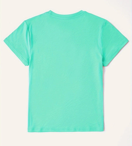 Letter Graphic Round Neck Short Sleeve T-Shirt