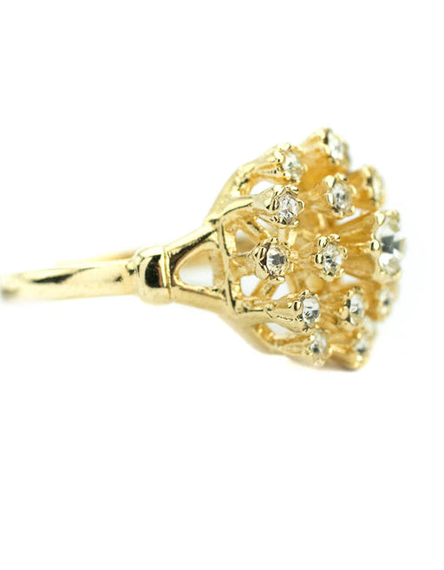 Load image into Gallery viewer, Vintage Clear Austrian Crystal Burst Ring 18k White Gold Electroplated Made in USA by PVD Vintage Jewelry
