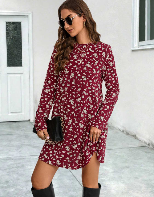 Load image into Gallery viewer, Round Neck Long Sleeve Mini Dress
