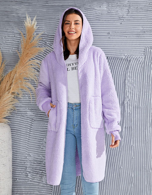 Load image into Gallery viewer, Double Take Full Size Hooded Teddy Bear Jacket with Thumbholes
