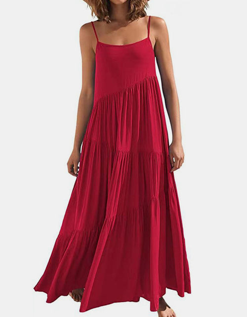 Load image into Gallery viewer, Full Size Ruched Tiered Spaghetti Strap Dress
