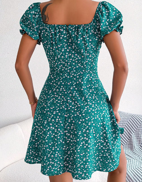 Load image into Gallery viewer, Ditsy Floral Drawstring A-Line Dress
