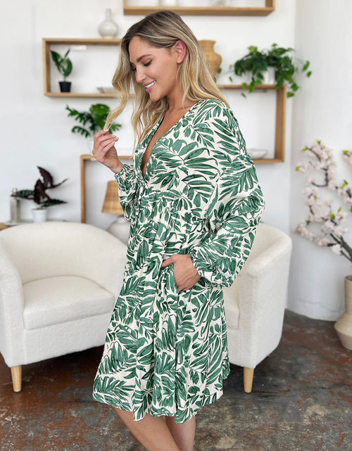 Load image into Gallery viewer, Double Take Full Size Printed Ruched Balloon Sleeve Dress
