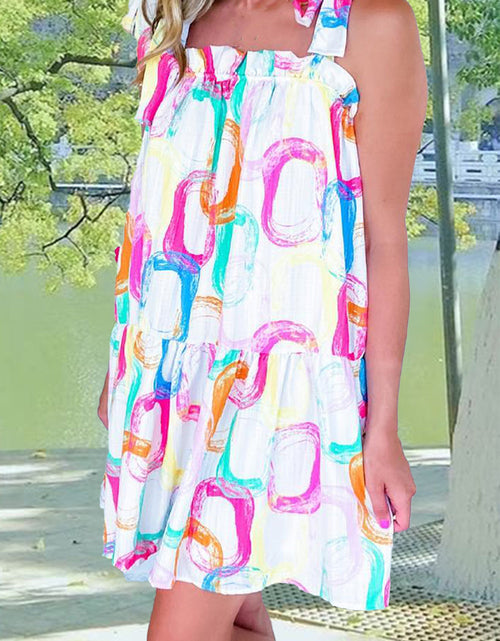 Load image into Gallery viewer, Tied Printed Sleeveless Mini Dress
