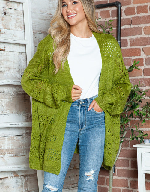 Load image into Gallery viewer, Openwork Open Front Long Sleeve Cardigan
