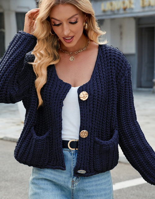 Load image into Gallery viewer, Round Neck Button Up Cardigan with Pockets
