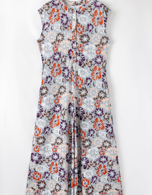 Load image into Gallery viewer, Floral Sleeveless Button Front Wide Leg Jumpsuit
